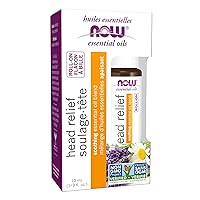 NOW Essential Oils, Head Relief Roll-On, Certified Non-GMO, Soothing Blend, Steam Distilled, Topical Aromatherapy, 10-mL