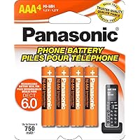 Panasonic Genuine HHR-4DPA/4B AAA NiMH Rechargeable Batteries for DECT Cordless Phones, 4 Pack