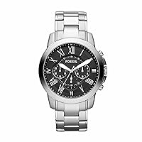 Fossil Men's Grant FS4736 Silver Stainless Steel Chronograph Watch
