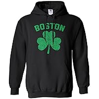 Threadrock Men's Green Boston Shamrock Hoodie Sweatshirt