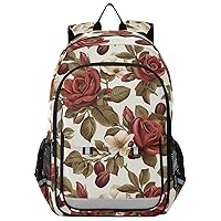 ALAZA Roses and Coffee Beans Backpack Bookbag Laptop Notebook Bag Casual Travel Daypack for Women Men Fits15.6 Laptop