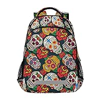 ALAZA Sugar Skull Roses Dead Day Backpack Purse for Women Men Personalized Laptop Notebook Tablet School Bag Stylish Casual Daypack, 13 14 15.6 inch