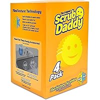 Original Scrub Daddy Sponge - Scratch Free Scrubber for Dishes and Home, Odor Resistant, Soft in Warm Water, Firm in Cold, Deep Cleaning Kitchen and Bathroom, Multi-use, Dishwasher 4ct