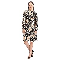 Maggy London Women's Long Sleeve Dress with Mock Neck with Tie