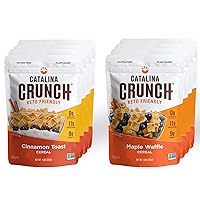 Catalina Crunch Cinnamon Toast (4 Pack) and Maple Waffle (4 Pack) Keto Cereal, (9 oz Bags) | Low Carb, Sugar Free, Gluten Free, Grain Free | Keto Snacks, Vegan, Plant Based | Breakfast Protein Cereal