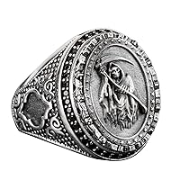 Skull Ring with Grim Reaper Design - 925 Sterling Silver Ring - Handmade Gothic Jewelry for Men