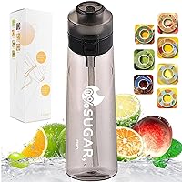 Air Water Bottle with 7 Flavor Pods, 650ML Fruit Fragrance Water Bottle, 0% Sugar Water Cup BPA Free, Sports Water Cup Suitable for Gym and Outdoor Sports (Black)