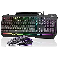 AULA Gaming Keyboard, 104 Keys Gaming Keyboard and Mouse Combo with RGB Backlit, All-Metal Panel, Anti-Ghosting, PC Gaming Keyboard and Mouse, Wired Keyboard Mouse for MAC Xbox PC Gamers (Black)