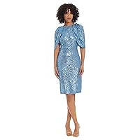 Maggy London Women's Draped Sleeves Knee Length Sequin Dress