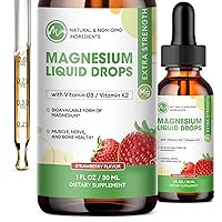 2 Pack Liquid Magnesium with D3 K2 - Magnesium Drops Promotes Relaxation & Sleep – Supports Bone, Muscle & Heart Health - Gluten Free - 60 Day Supply