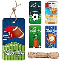 Valentines Day Sports Gift Card 120 Pieces Football Soccer Basketball Golf Baseball Thank You Tags Cards for Classroom Exchange Sports Party Baby Shower Balls Game Themed Birthday Party Supplies