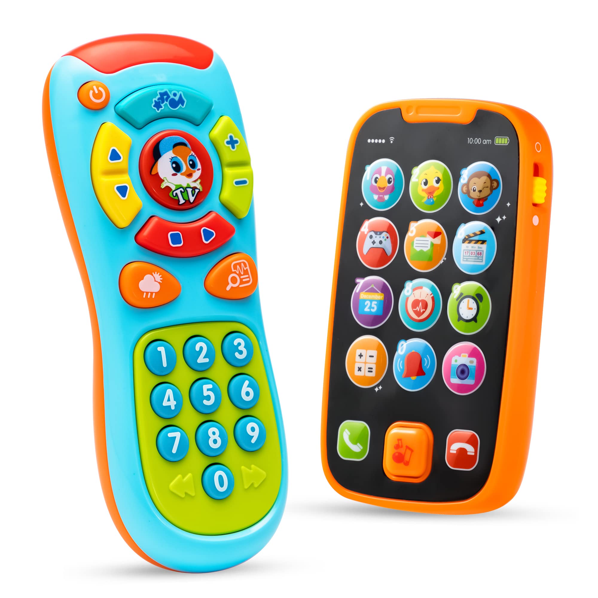 JOYIN My Learning Remote and Phone Bundle with Music, Fun Smartphone Toys for Baby, Infants, Kids, Boys or Girls Christmas Birthday Gifts, Holiday Stocking Stuffers Present