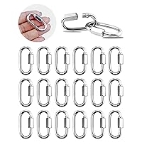 20 Pack 304 Stainless Steel M3.5 Chain Link, 1/8 Inch D Shape Locking Quick Chain Repair Links Pets Keychain for Outdoor Traveling Equipment