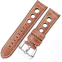 Watch Straps Oil Wax Watchbands 22mm 24mm Dark Brown Women Men Fashion Leather Watch Band Strap Belt with Pin Buckle (Color : Brown, Size : 24mm)