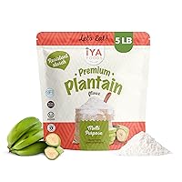 Iya Foods Plantain Flour- All Purpose Wheat Flour Substitute Gluten Free, Grain-Free, Non-GMO & Kosher verified - Made From 100% Unripe Green Plantain, Zero Additives & Preservatives - 5 lb Pack
