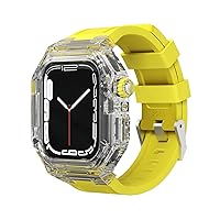 Transparent Case Modification kit For Apple Watch 8 7 45MM Rubber band For iWatch Series 6 SE 5 44MM 41MM 40MM Sport Bracelet