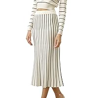 LilySilk 100% Silk Knitted Sweater Skirt for Women Soft Stretchable Long Slim Fit Ladies Silk Bottom A Line High Waist