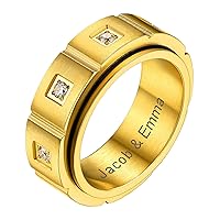 GOLDCHIC JEWELRY Spinner Ring Men,Sand Blast Finish/Celtic Fidget Band Rings for Relieve Anxiety,Titanium Steel/Black/18k Gold Plated 8mm Spin Worry Ring Women,Size 7-12,Gift Box Included