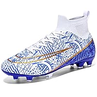 Wejiess Men's Football Boots, High Top Spikes Youth Outdoor Training Football Shoes, Professional Sporty Sports Shoes, Turf Trainer