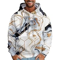 Graphic Hoodies For Men Trendy Geometric Print Sweatshirt Pullover Casual Lightweight Workout Gym Sports Streetwear