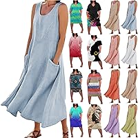 FQZWONG Summer Dresses for Women 2023 Casual Party Maxi Sundresses Plus Size Flowy Hawaiian Beach Vacation Going Out Dresses