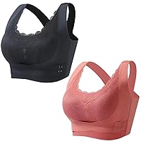 Adjustable Lace-Back Bra Strap, 2024 New Plus Size Adjustable Bra, Front Strap Wireless Push Up Bra with Removable Pad