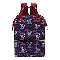 Little Cartoon Blue Unicorn Durable Travel Laptop Hiking Backpack Waterproof Fashion Print Bag for Work Park Red-Style