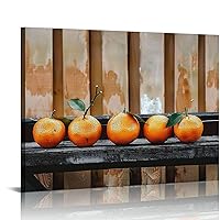 GLIDAX Kitchen Canvas Wall Art Orange Fruit Food Picture Dining Room Canvas Painting for Home Wall Decor, Tangerine Fruit Framed Artwork for Kitchen Restaurant Decoration Ready to Hang 20X16 Inch