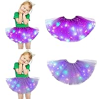 Toddler Girl's Tutu Classic Elastic 3 Layered Tulle Skirt 1/2 PC Princess LED Light Up Pettiskirt Fancy Ballet
