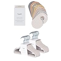 3 Sprouts Closet Dividers & Hangers Bundle - 8 Baby Size Dividers (Gingham) and 30 Velvet Hangers for Baby Clothes (Gray)
