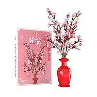 Peach Blossom Building Block Kit, Special Plant Home Decor Flower Bouquet Building Kit, 992 Pieces Relaxing Building Project for Adults, Compatible with Lego Flowers Set