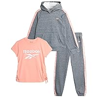 Girls' Jogger Set - 3 Piece T-Shirt, Fleece Hoodie, and Sweatpants (Size: 7-12)
