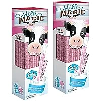 Milk Magic Strawberry Milk Flavoring Straws, use for Drinks & Cereal, Gluten-Free BPA free Non-GMO Low in Sugar All-natural Flavor Straws, Encourage Milk Drinking - 24 Count, 2 Pack (48 Straws total)