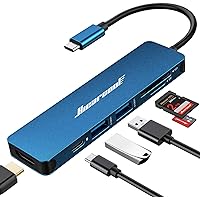 USB C Hub, USB C Adapter 7 in 1 Multi-Port USB C to HDMI Dongle 100W PD Type C Hub USB C Dock Compatible for MacBook Dell HP Lenovo Asus Razer and Type C Devices-Midnight Blue