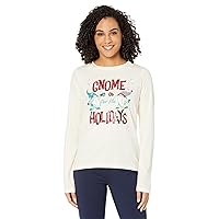 Little Blue House by Hatley Women's Long Sleeve Pajama Top, Gnome for The Holidays, Large