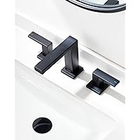 Bathroom Faucets，Black Bathroom Faucet，4 Inch 8 Inch Widespread Bathroom Faucets for Sink 3 Hole Brass Matte Black with Bathroom Sink Drain