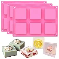 6-Cavity Square Baking Silicone Mold for Cake Teacake Chocolate Desserts Cheesecake Cornbread Brownie Blancmange Pudding Soap Candle Making Resin Epoxy Casting Crafting Projects 3-in-set