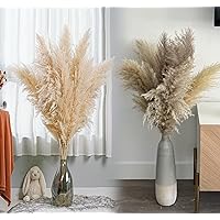 Total 20pcs Instantly on Combined Orders of 10PCS 47In Tall Natural Fully Pampas Grass and 10pcs in Natural Tall Brown Pampas Grass Bouquet for Home Boho Wedding Decor