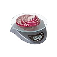 Taylor Digital Kitchen Scale with Glass Platform, Tare Button, and Plastic Body Weighs up to 11 Pounds Capacity, Silver