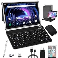 Tablet with Keyboard, Android 11.0 2 in 1 Tablets, 10.1 inch Tablet HD, 4GB RAM 64GB ROM 256GB Expandable, Octa-Core Processor, WiFi, GPS, Bluetooth, Google Certified Tablet PC