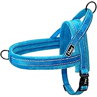 Didog Soft Flannel Padded Dog Vest Harness, Escape Proof/Quick Fit Reflective Dog Strap Harness,Easy for Training Walking,Blue S Size