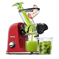 Cold Press Juicer Machine, Slow Masticating Juicer, Vegetable and Fruit Juice Extractor Maker Squeezer, Easy to Clean, BPA Free, Red