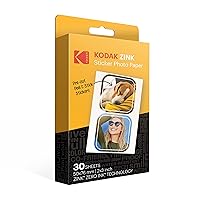 Zink KODAK 2”x3” Premium Pre-Cut Sticker Photo Paper (30 Sheets) Compatible with All KODAK 2x3” Instant Print Products – Except Printomatic