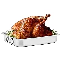 OVENTE Stainless Steel Roasting Pan, 13” x 9.4” Oven Roaster Tray with Flat Rack, Small Nonstick Chicken Roaster and Bakeware Dish for Cooking Lasagna, Roasted Beef, Veggies and More, Silver CWR23131S