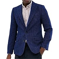 Men's Suit Tweed Jacket Wool Herringbone Waistcoat Slim Fit Wedding Groomsmen Casual Business Jacket