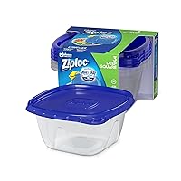 Ziploc Food Storage Meal Prep Containers Reusable for Kitchen Organization, Smart Snap Technology, Dishwasher Safe, Deep Square, 3 Count