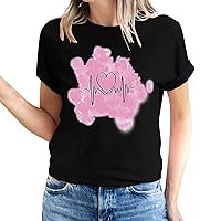 2024 Women Tie Dye Love Heart Print T Shirt Valentines Day Short Sleeve Tee Shirt Casual Lover Gift Crewneck Tops