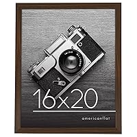 Americanflat 16x20 Picture Frame in Walnut - Photo Frame with Engineered Wood Frame and Polished Plexiglass Cover - Horizontal and Vertical Formats for Wall with Built-in Hanging Hardware