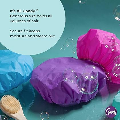 Goody Styling Essentials Shower Cap, 3 Count - Protect Your Hairstyle While Remaining Comfortable - Made With Durable And Waterproof Materials - Hair Accessories For Men, Women, Boys, And Girls