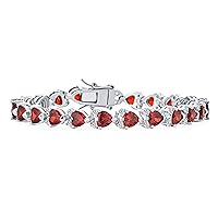 Bling Jewelry Romantic Bridal Clear Pave Cubic Zirconia AAA CZ Alternating Open Multi Hearts Shape Tennis Bracelet For Women Girlfriend Wedding Silver Plated Rhodium 7 Inch,7.5 Inch